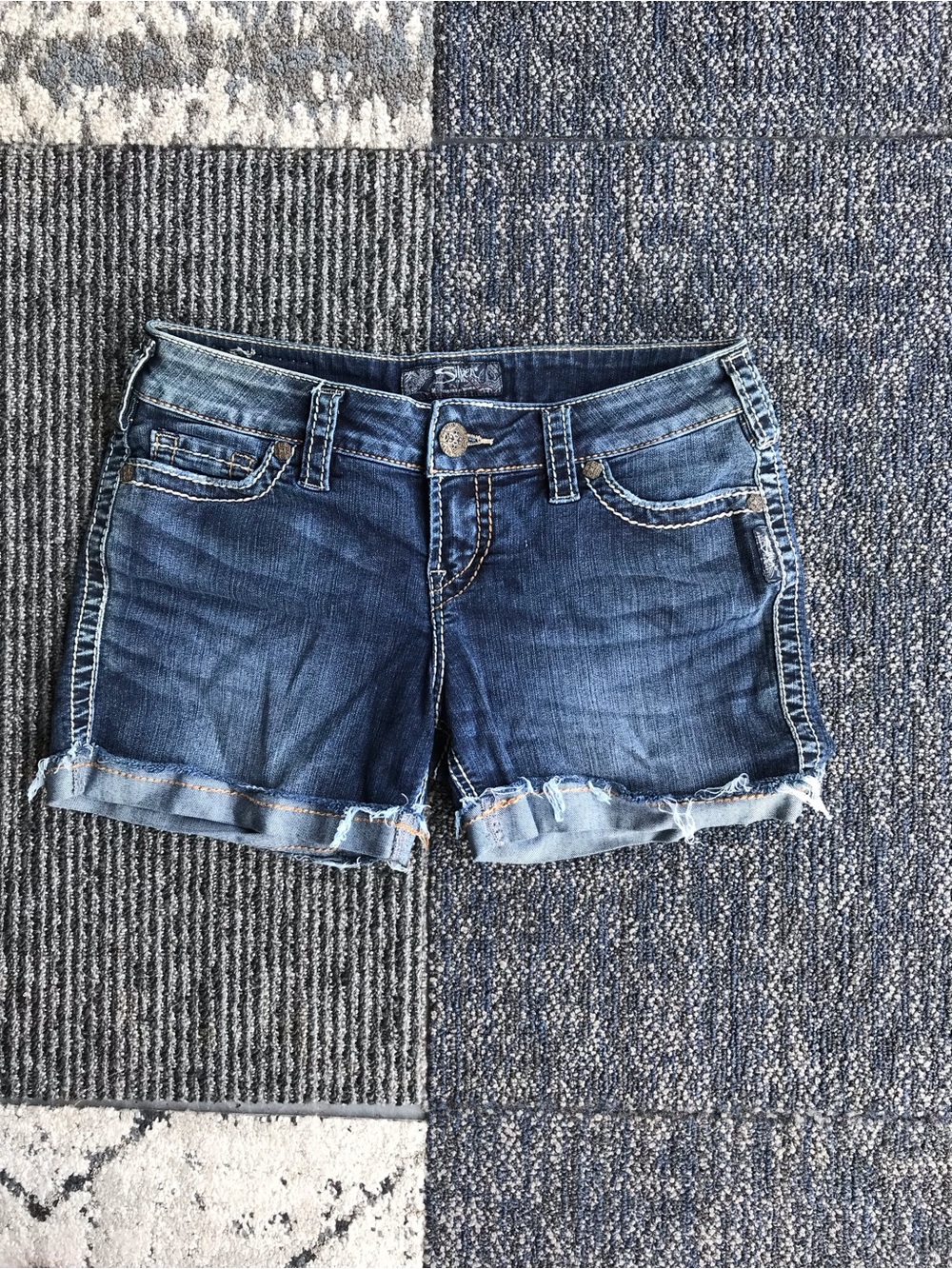 Silver Jeans Blue Frayed Hem Denim Shorts